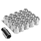 Aluminum Close-End Lug Nuts 35MM M12X1.5 20PCS w/ Adapter Silver