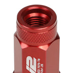 Red Aluminum Lug Nuts M12x1.25 Open End 70mm 20pc Set w/ Key