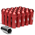 M12x1.5 70mm Red Aluminum Open-End Lug Nuts 20pc Set with Key