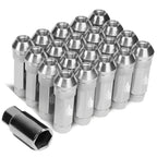 Aluminum Lug Nuts 70MM Open End M12X1.5 20PCS with Key Silver