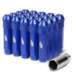 Aluminum Lug Nuts Open End 90mm M12x1.25 20pc Set with Adapter Blue