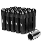 Universal Aluminum Open-End Lug Nuts 90MM M12X1.5 20PCS with Adapter Black