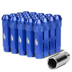 Aluminum Lug Nuts Open End 90mm M12x1.5 20pc Set with Adapter Blue