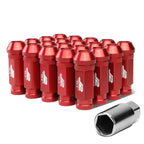 Aluminum Open-End Lug Nuts 60MM M12X1.25 Red 20PCS with Adapter