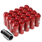 Aluminum Open-End Lug Nuts 60MM M12X1.25 Red 20PCS with Adapter