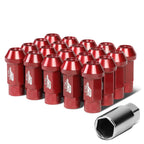 M12x1.25 50mm Open-End Aluminum Lug Nuts 20pc Set w/ Adapter Red