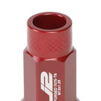 M12x1.25 50mm Open-End Aluminum Lug Nuts 20pc Set w/ Adapter Red