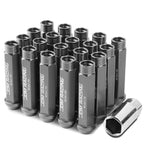 M12 x 1.5 Extended Acorn Lug Nuts 90mm Gun Metal Aluminum 20pc