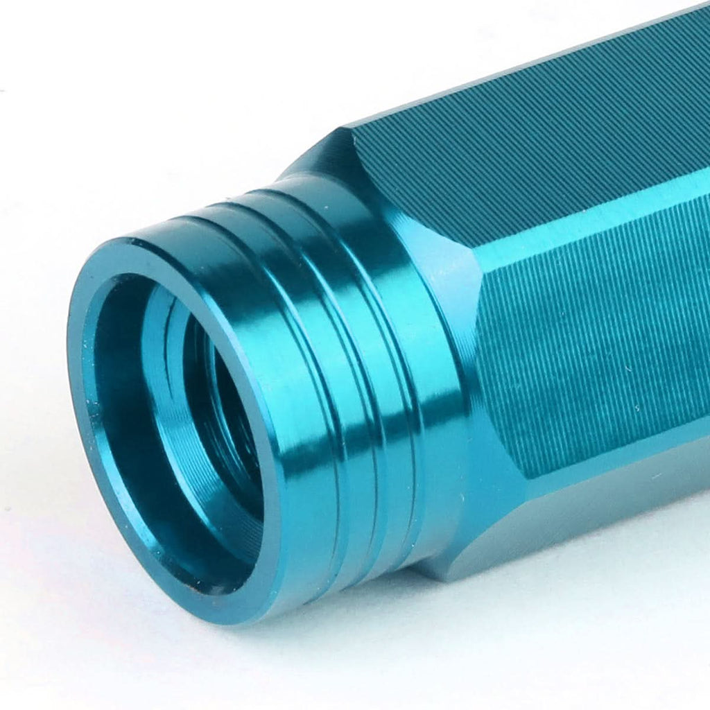 Universal Aluminum M12x1.5 Acorn Lug Nuts Extended Open End Light Blue 20pc