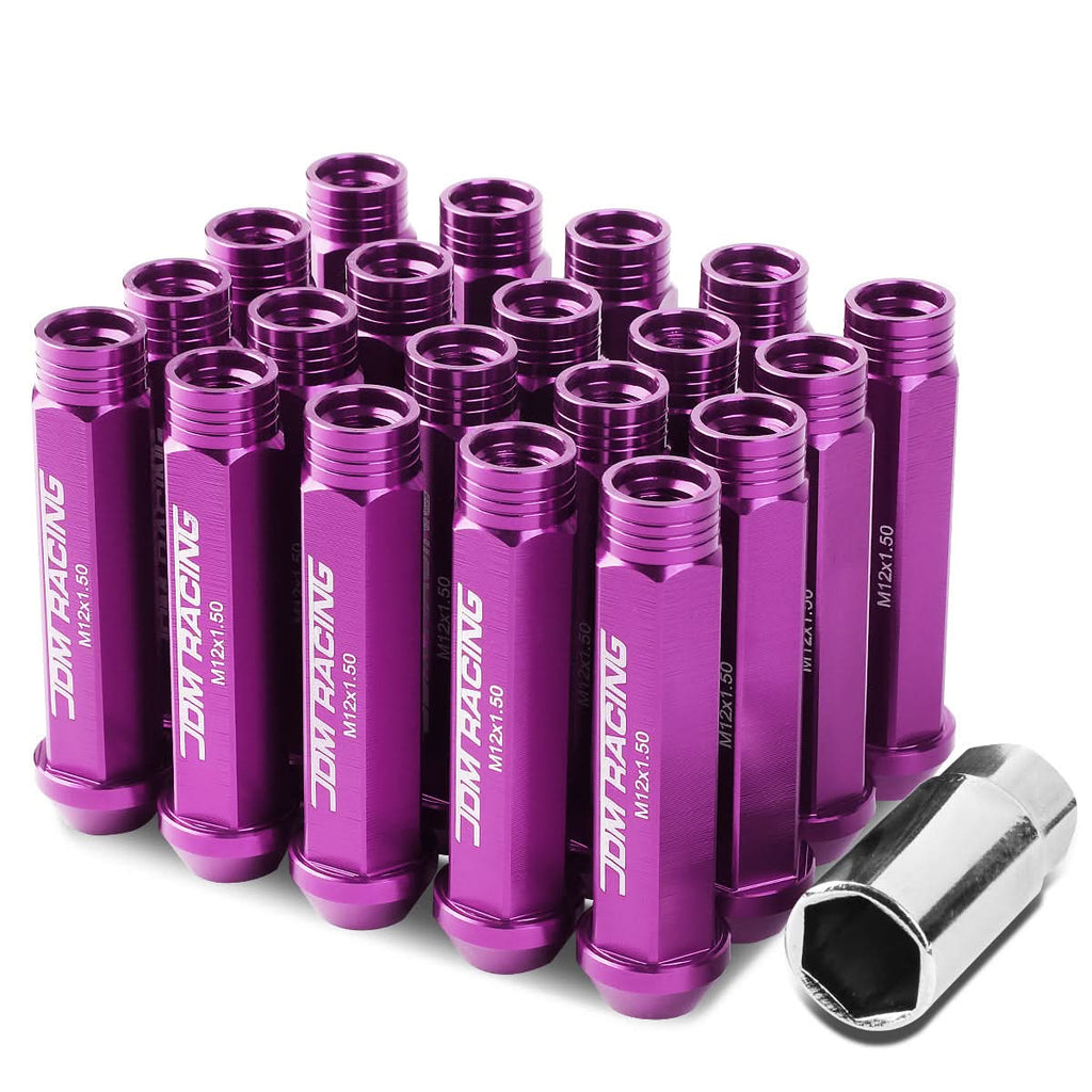 M12 x 1.5 Purple Extended Acorn Lug Nuts 90mm Tall - 20pc Set