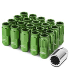 Acorn Style Aluminum Lug Nuts M12 x 1.25 Green 16pcs + 4 Locks