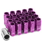 M12 x 1.25 Acorn Style Lug Nuts Set - Purple Aluminum 16pc + 4 Locks