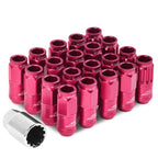Acorn Style Aluminum Lug Nuts M12x1.5 50mm Pink 16pc + 4 Locks