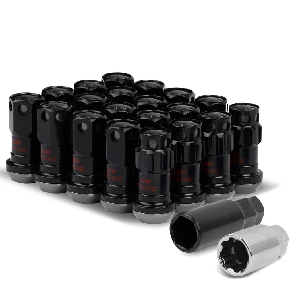 M12 x 1.25 Aluminum Lug Nuts 16pc + 4 Locks Black Closed End
