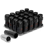 M12 x 1.25 Aluminum Lug Nuts 16pc + 4 Locks Black Closed End