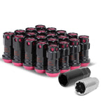 M12 x 1.25 Aluminum Lug Nuts Lock Nut Style 16pcs + 4 Locks Black Pink