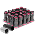 M12 x 1.25 Aluminum Lug Nuts Lock Nut Style 16pcs + 4 Locks Black Pink