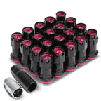 M12 x 1.25 Aluminum Lug Nuts Lock Nut Style 16pcs + 4 Locks Black Pink