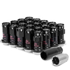 M12 x 1.25 Aluminum Lug Nuts Lock Set 16 Pcs + 4 Locks Black/Silver