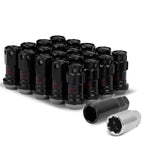 M12 x 1.5 Aluminum Lug Nuts with Locks 16pc Set - Black
