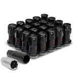 M12 x 1.5 Aluminum Lug Nuts with Locks 16pc Set - Black