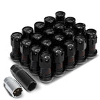 M12 x 1.5 Aluminum Lug Nuts with Locks 16pc Set - Black