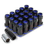 M12 x 1.5 Aluminum Lug Nuts 16pc Set with Locks - Black/Blue