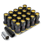 Aluminum Lug Nuts M12x1.5 Lock Style 20pc Set Black/Gold
