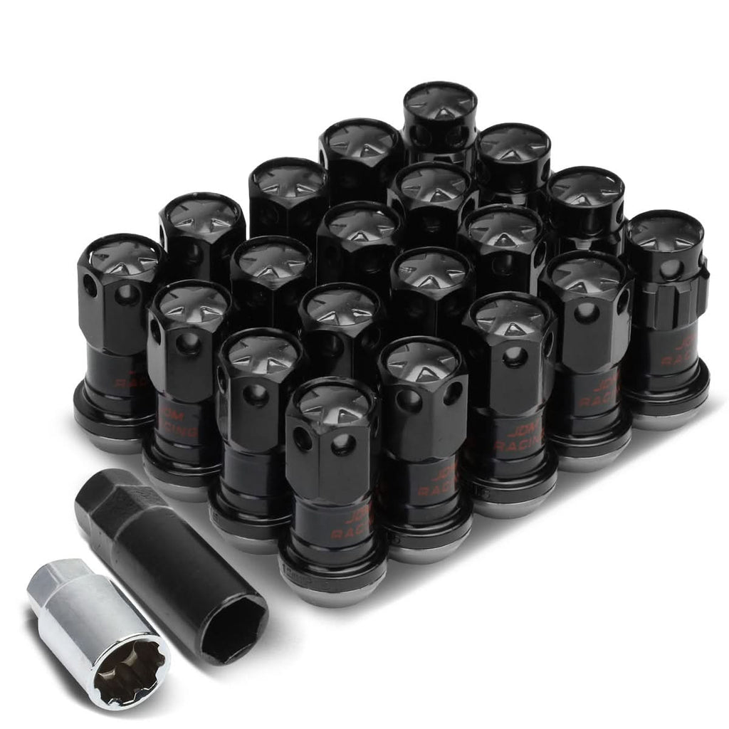 Aluminum Lug Nuts M12x1.5 Lock Style 16pcs + 4 Locks Black