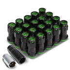 M12 x 1.5 Aluminum Lug Nuts Set Lock Nut Style 16pcs Black Green