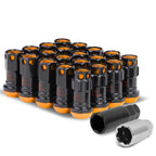 M12 x 1.5 Aluminum Lug Nuts Set 16 Pcs + 4 Locks Black/Orange