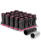 M12 x 1.5 Aluminum Lug Nuts Lock Style 16pc Set Black Pink