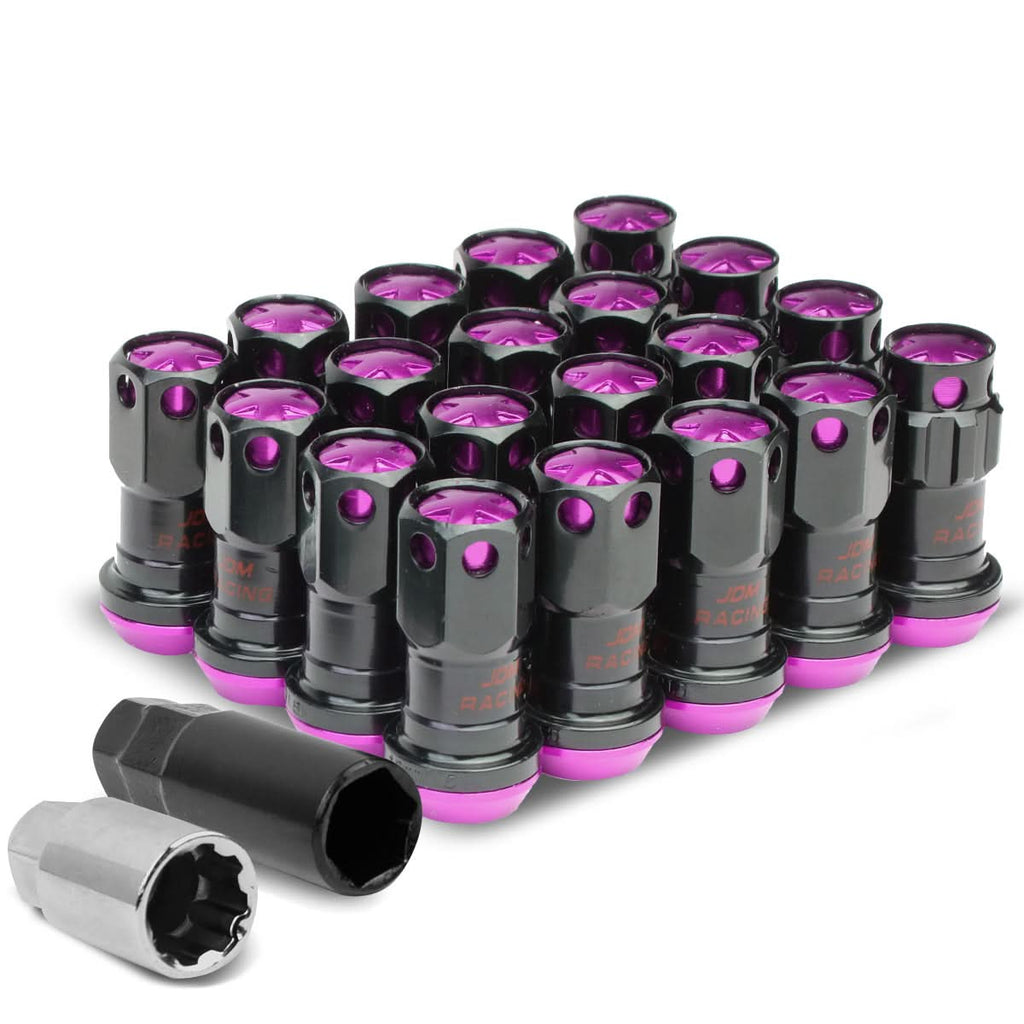 M12 x 1.5 Aluminum Lug Nuts 16pc + 4 Locks Black Purple
