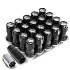 M12x1.5 Aluminum Lug Nuts 45mm Closed End 16pc + 4 Locks Black Silver
