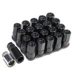 Steel Lug Nuts M12 x 1.25 Extended Open End 16pcs + 4 Locks Black