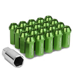 M12 x 1.25 Extended Acorn Lug Nuts 50mm Green Aluminum 20pc