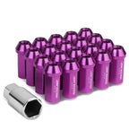 M12 x 1.25 Extended Acorn Lug Nuts 50mm Purple Aluminum 20pc Set