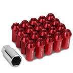 M12 x 1.25 Extended Acorn Lug Nuts 20pc Set - Aluminum Red