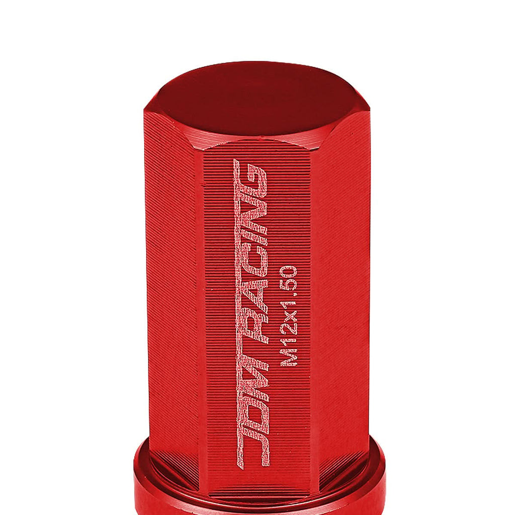 Acorn Style Extended Lug Nuts M12 x 1.5 Red Aluminum 20PCS