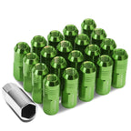 M12 x 1.25 Extended Closed End Lug Nuts 20pc Set Aluminum Green