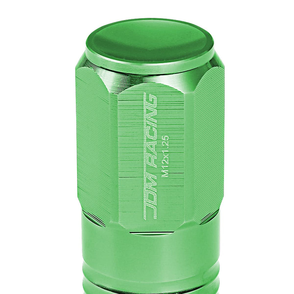 M12 x 1.25 Extended Closed End Lug Nuts 20pc Set Aluminum Green