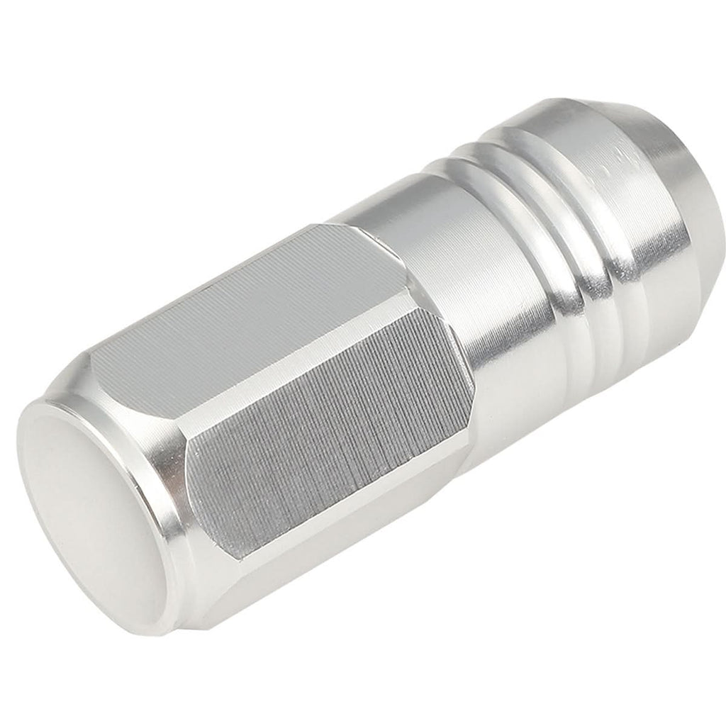 M12 x 1.25 Aluminum Lug Nuts - Grooved Shank Extended 50mm 20pc Silver