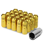 M12 x 1.5 Extended Grooved Shank Lug Nuts 20pc Set - Aluminum