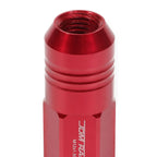 M12x1.5 Aluminum Grooved Shank Lug Nuts - Extended Closed End Red