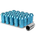 M12x1.25 Aluminum Lug Nuts - Acorn Knurled Extended 20pc Light Blue