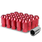M12x1.25 Extended Acorn Knurled Lug Nuts 44mm Aluminum Red 20pc