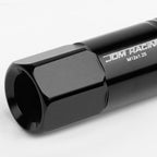 M12 x 1.25 Extended Rib Shank Lug Nuts 20pc Set Black Aluminum