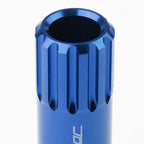 M12 x 1.25 Extended Open End Lug Nuts w/ Locks - Blue Aluminum