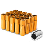 M12 x 1.25 Extended Aluminum Lug Nuts with Locks - Orange 16pc Set