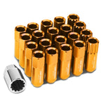 M12 x 1.25 Extended Aluminum Lug Nuts with Locks - Orange 16pc Set